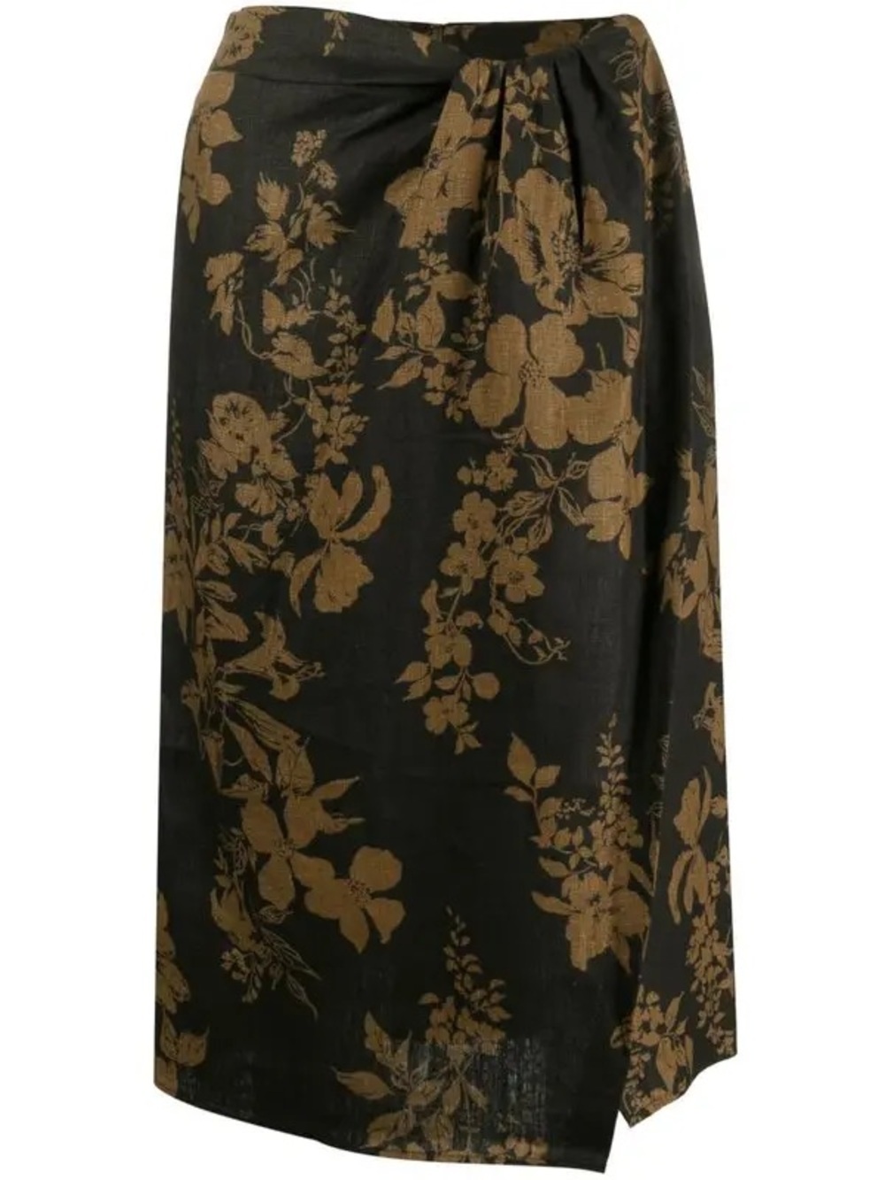 Reformation Black and Gold Floral Midi Wrap Skirt - Picture 3 of 6